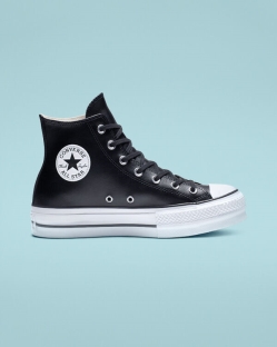 Converse Chuck Taylor All Star Clean Leather Bayan Uzun Ayakkabı Siyah/Beyaz | 8716309-Türkiye